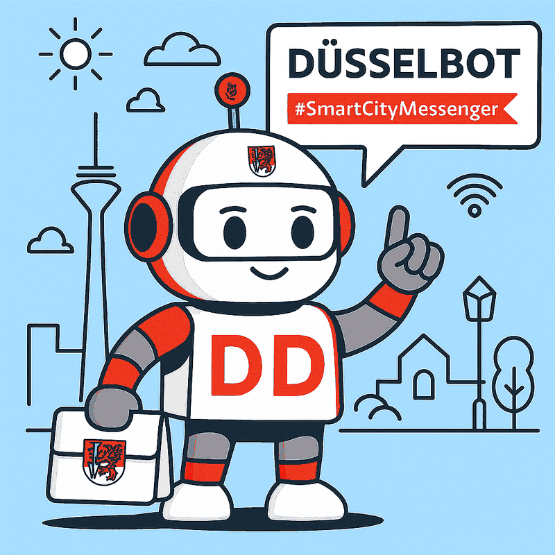 DÜSSELBOT, das Maskottchen der DigiDorf-Anwendung